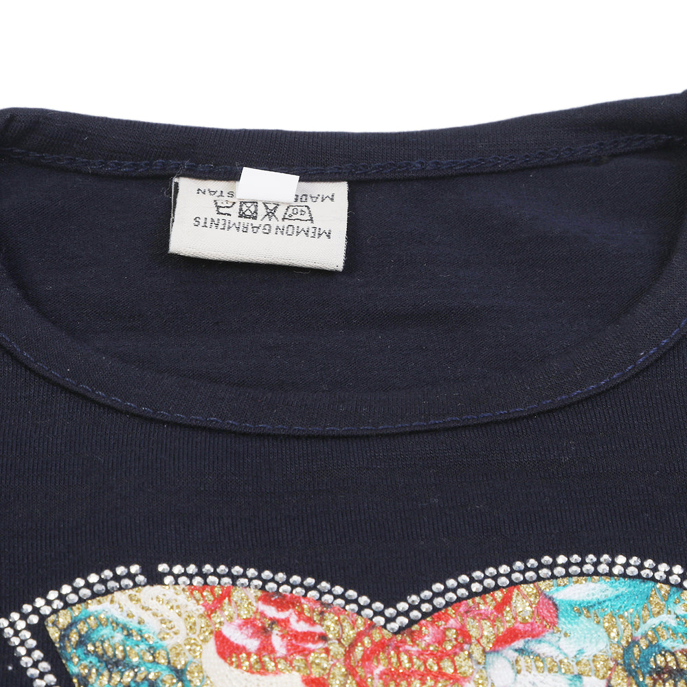 Girls Half Sleeves Skirt Suit - Navy Blue, Girls Suits, Chase Value, Chase Value