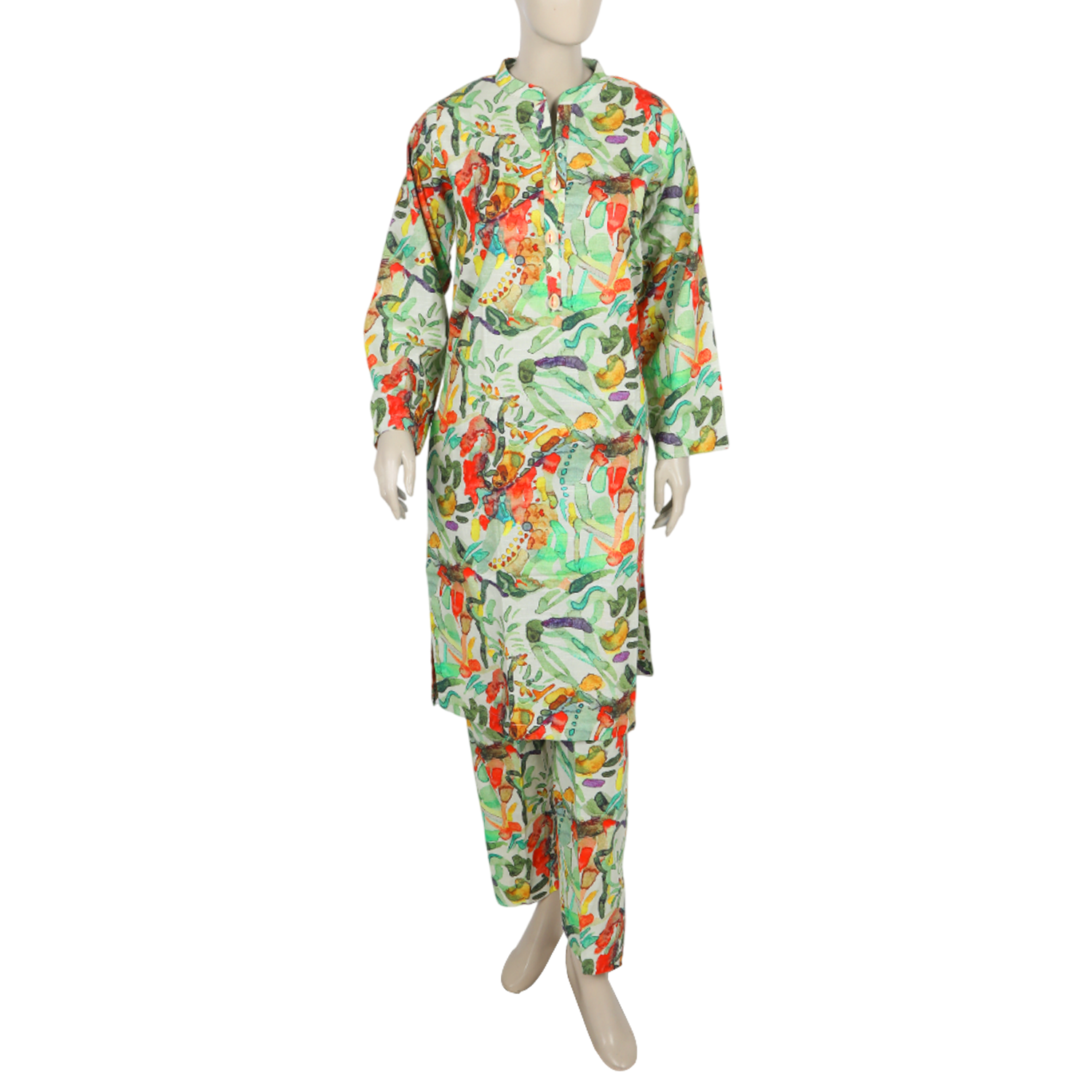Women's Printed Khaddar 2pcs Suit - Green, Women Shalwar Suits, Chase Value, Chase Value