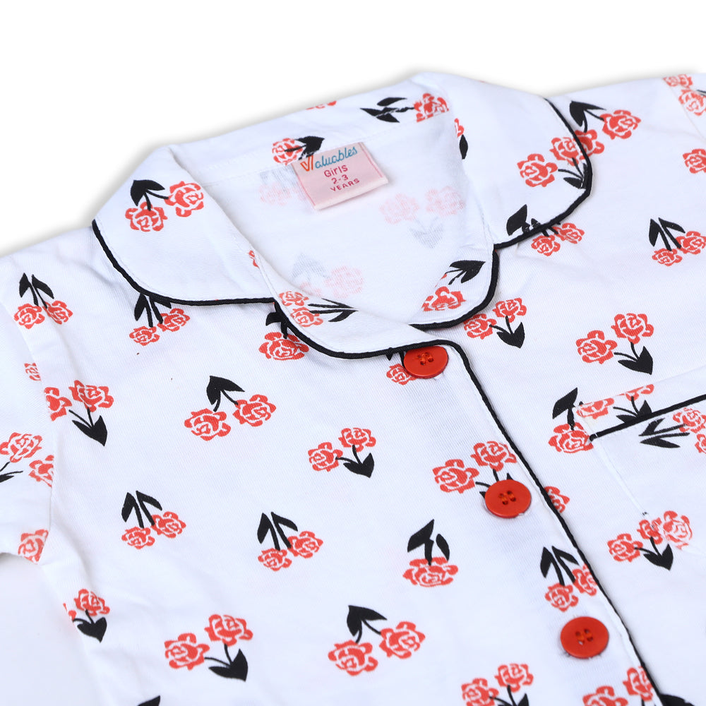 Valuable Girls Half  Sleeves Night Suit - Orange, Girls Night Suit, Chase Value, Chase Value