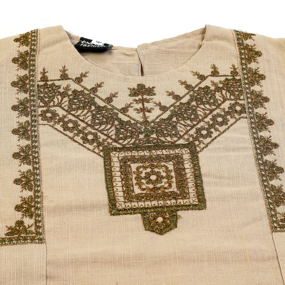 Girls Embrioded Shalwar Suit - Fawn, Girls Shalwar Kameez, Chase Value, Chase Value