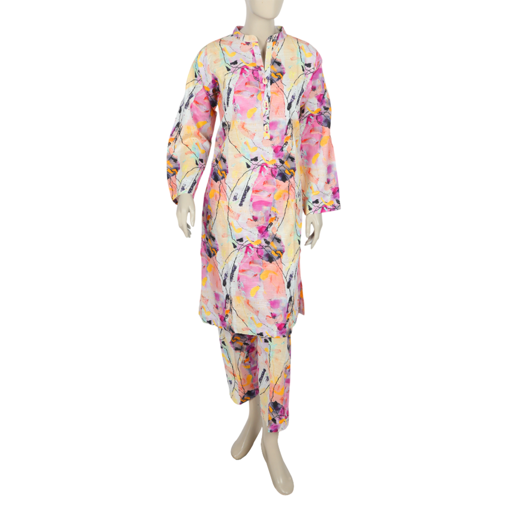 Women's Printed Khaddar 2pcs Suit - Pink, Women Shalwar Suits, Chase Value, Chase Value