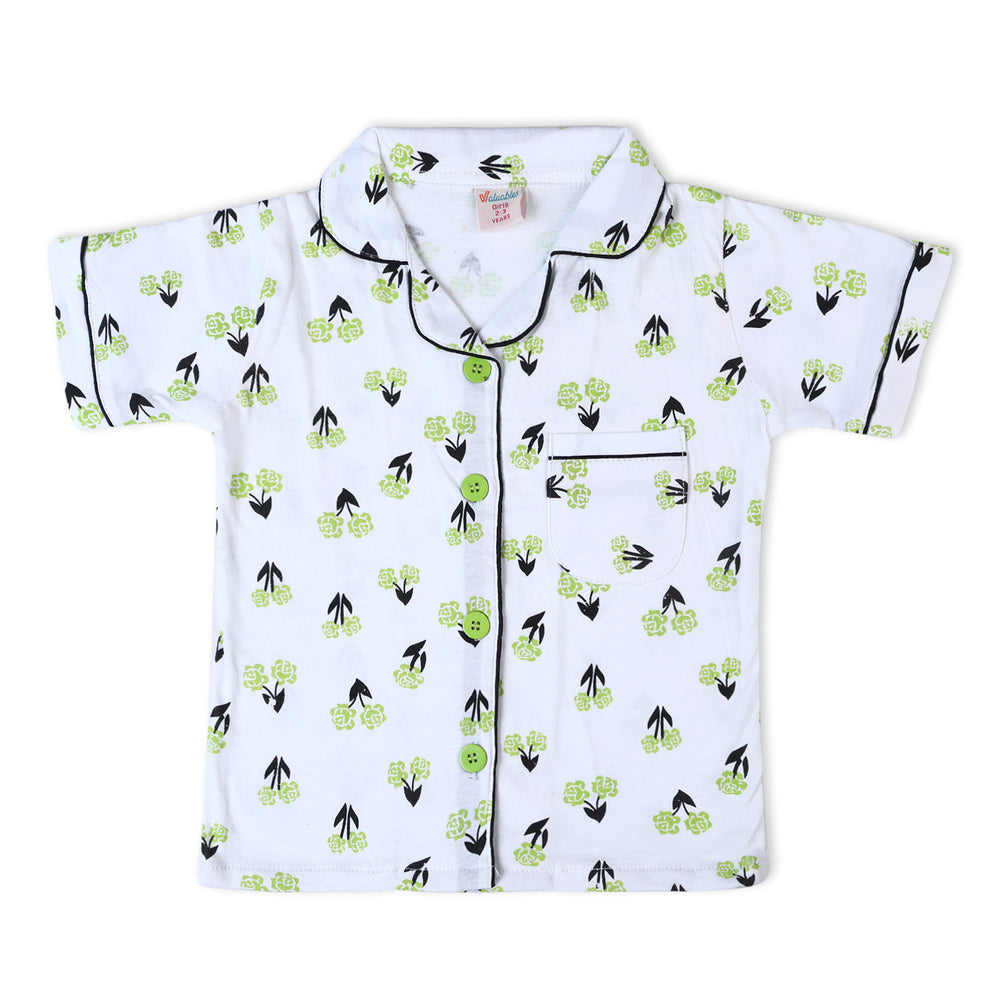 Valuable Girls Half  Sleeves Night Suit - Green, Girls Night Suit, Chase Value, Chase Value