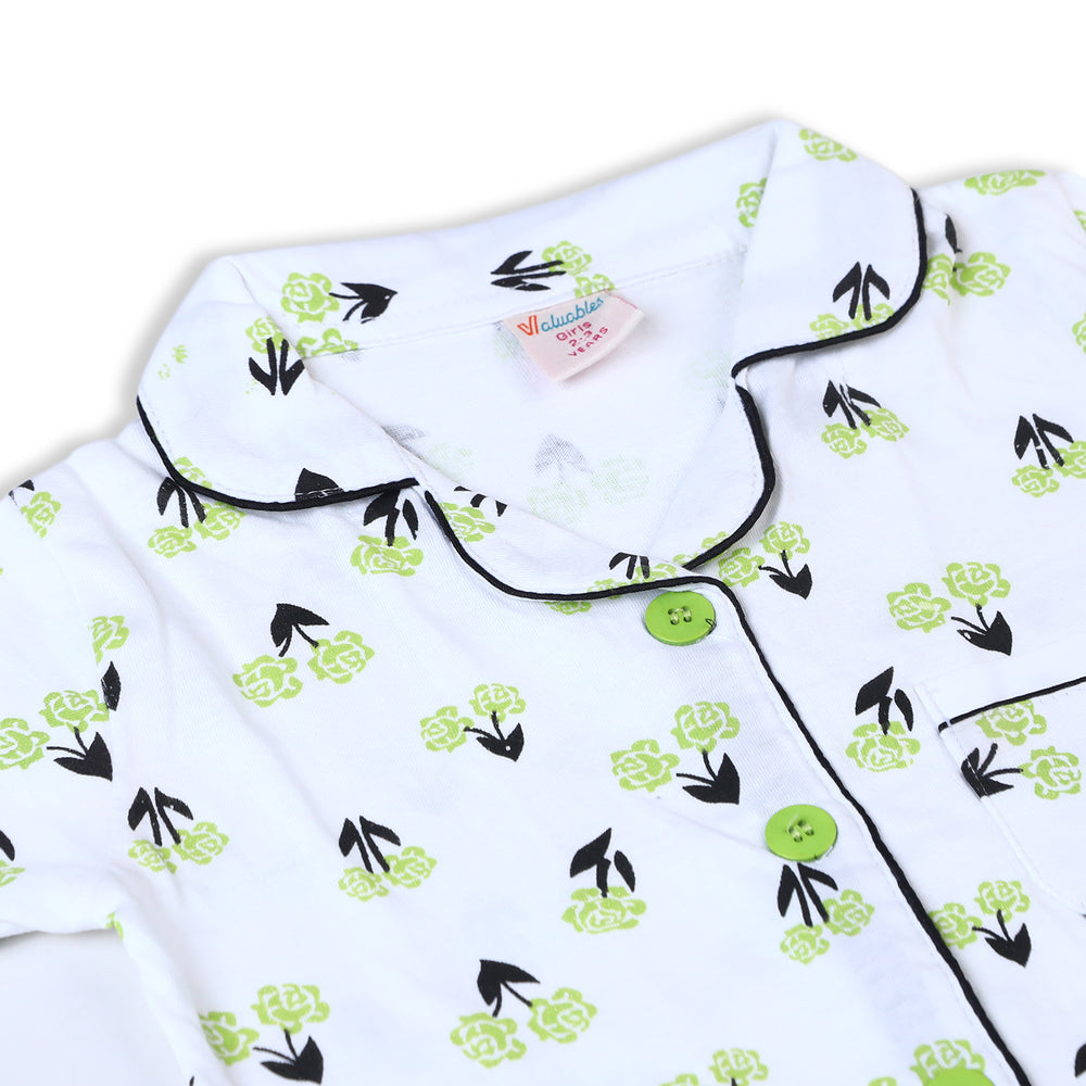 Valuable Girls Half  Sleeves Night Suit - Green, Girls Night Suit, Chase Value, Chase Value