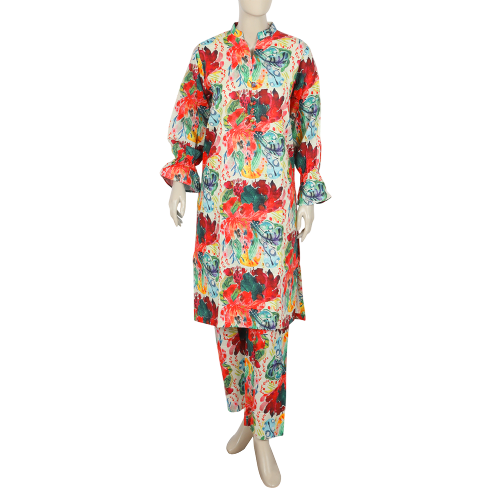Women's Printed Khaddar 2pcs Suit - Fawn, Women Shalwar Suits, Chase Value, Chase Value