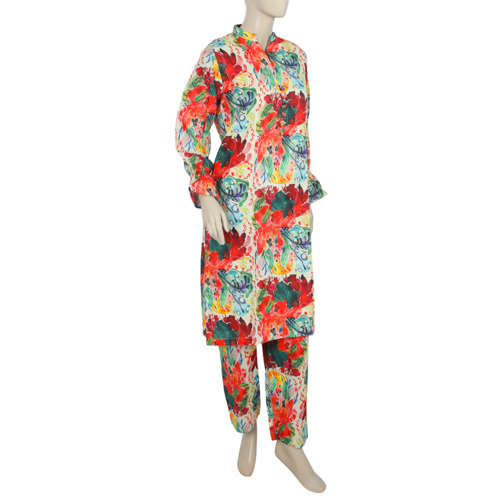 Women's Printed Khaddar 2pcs Suit - Fawn, Women Shalwar Suits, Chase Value, Chase Value