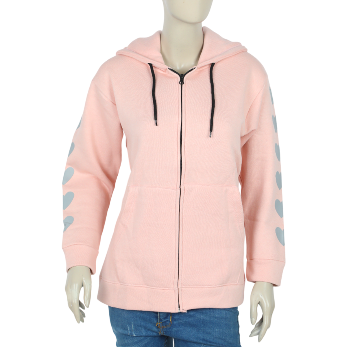 Women Full Sleeves Hoodie Jacket - Light Pink, Women Sweatshirts & Hoodies, Chase Value, Chase Value