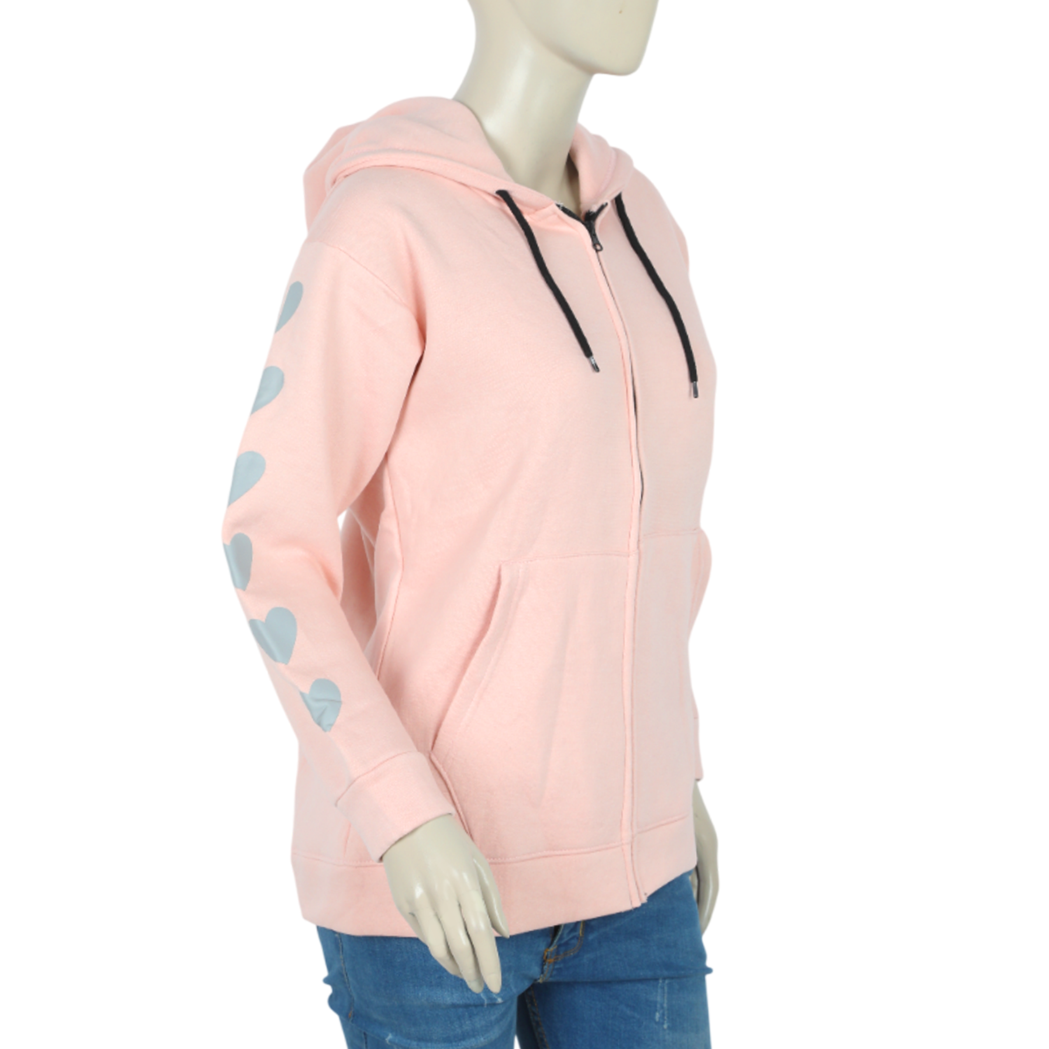 Women Full Sleeves Hoodie Jacket - Light Pink, Women Sweatshirts & Hoodies, Chase Value, Chase Value