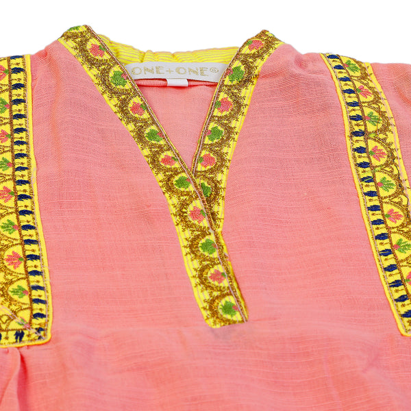 Girls Embrioded Shalwar Suit - Pink