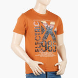 Men's Round Neck Half Sleeves Printed T-Shirt - Rust, Men's T-Shirts & Polos, Chase Value, Chase Value