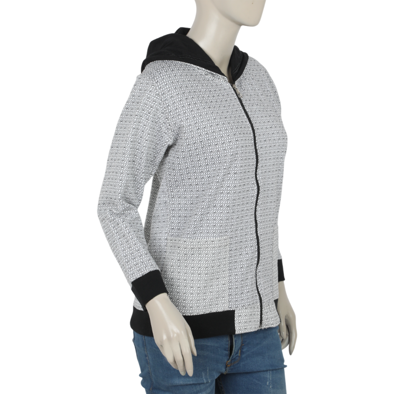 Women's Zipper Jacket - Black & White, Women Jackets, Chase Value, Chase Value