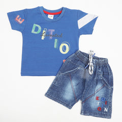 Newborn Boys Denim Suit - Royal Blue