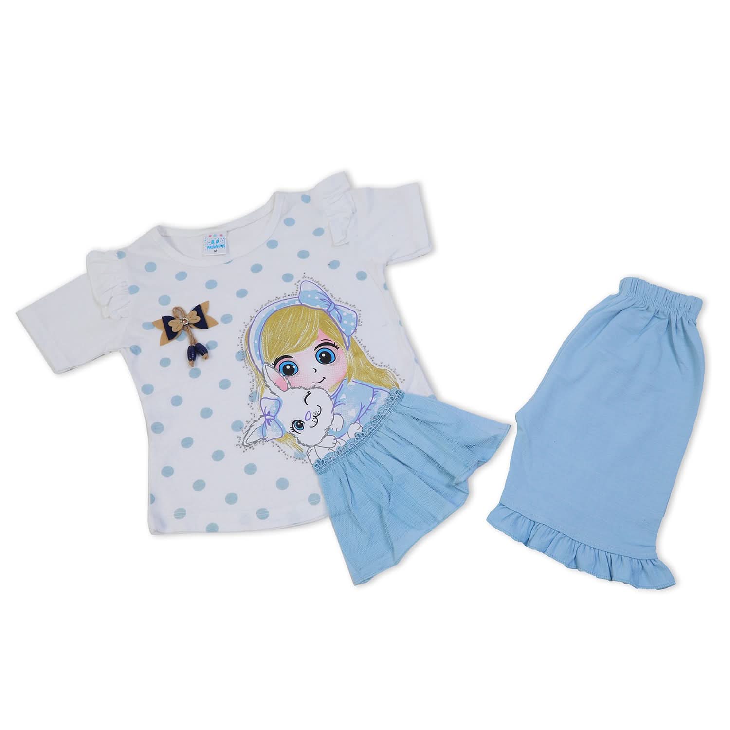 Girls Half Sleeves Suit - Light Blue, Girls Suits, Chase Value, Chase Value