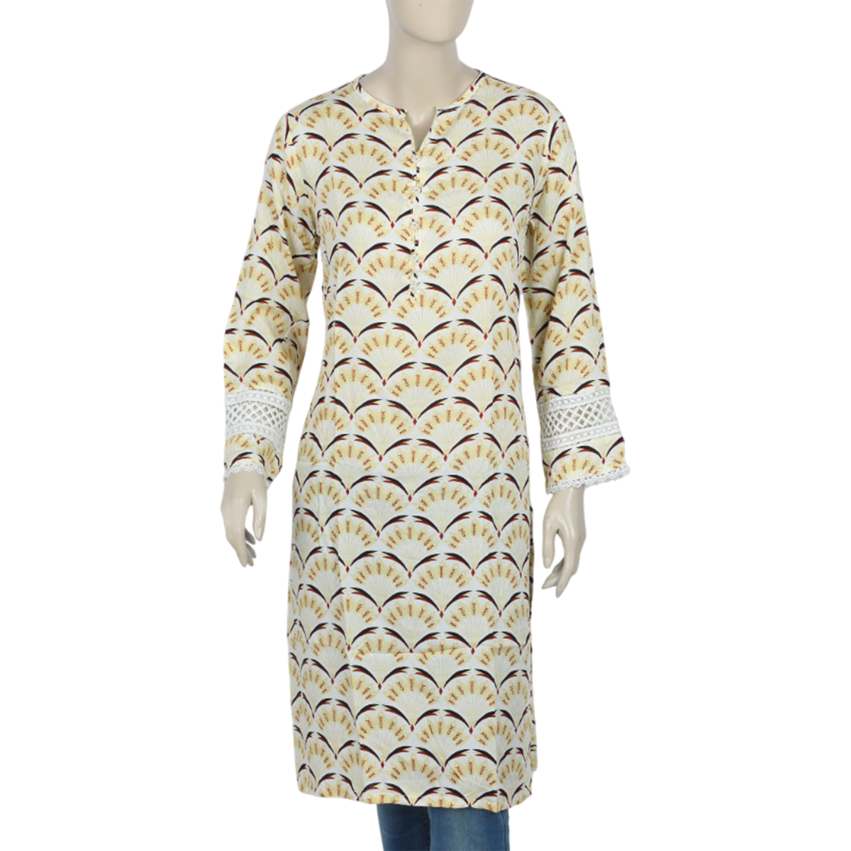 Women's Linen Printed Kurti - Fawn, Women Ready Kurtis, Chase Value, Chase Value