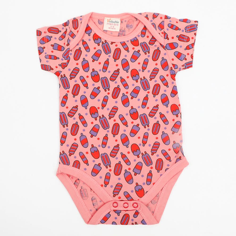 Newborn Girls Half Sleeves Body Romper - Dark Pink, Newborn Girls Rompers, Chase Value, Chase Value