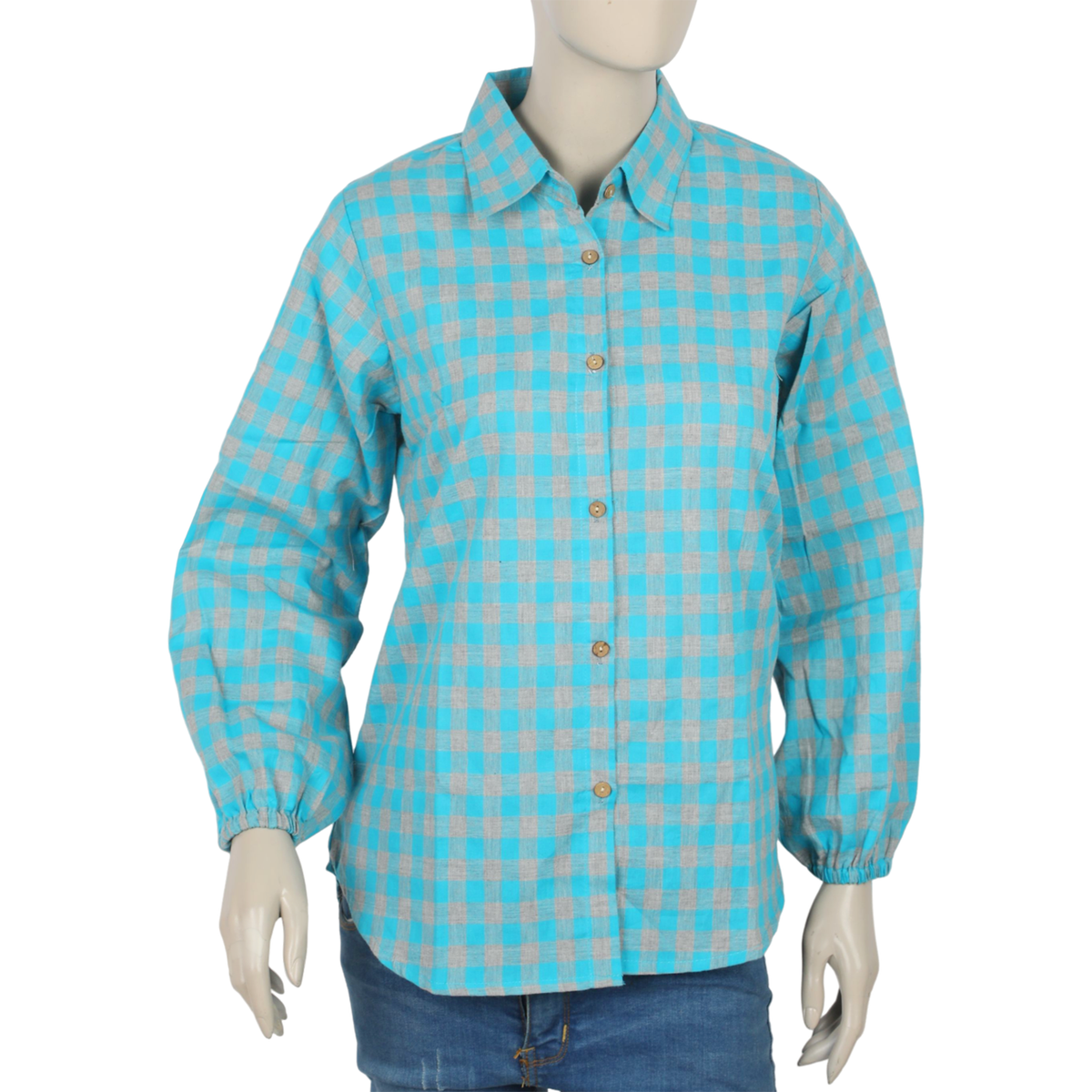 Women's Check Casual Shirt - Blue, Women T-Shirts & Tops, Chase Value, Chase Value