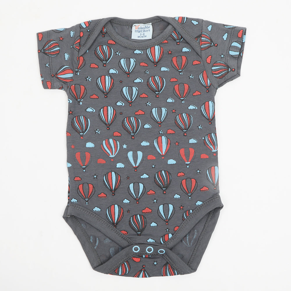 Newborn Boys Half Sleeves Body Romper - Dark Grey, Newborn Boys Rompers, Chase Value, Chase Value