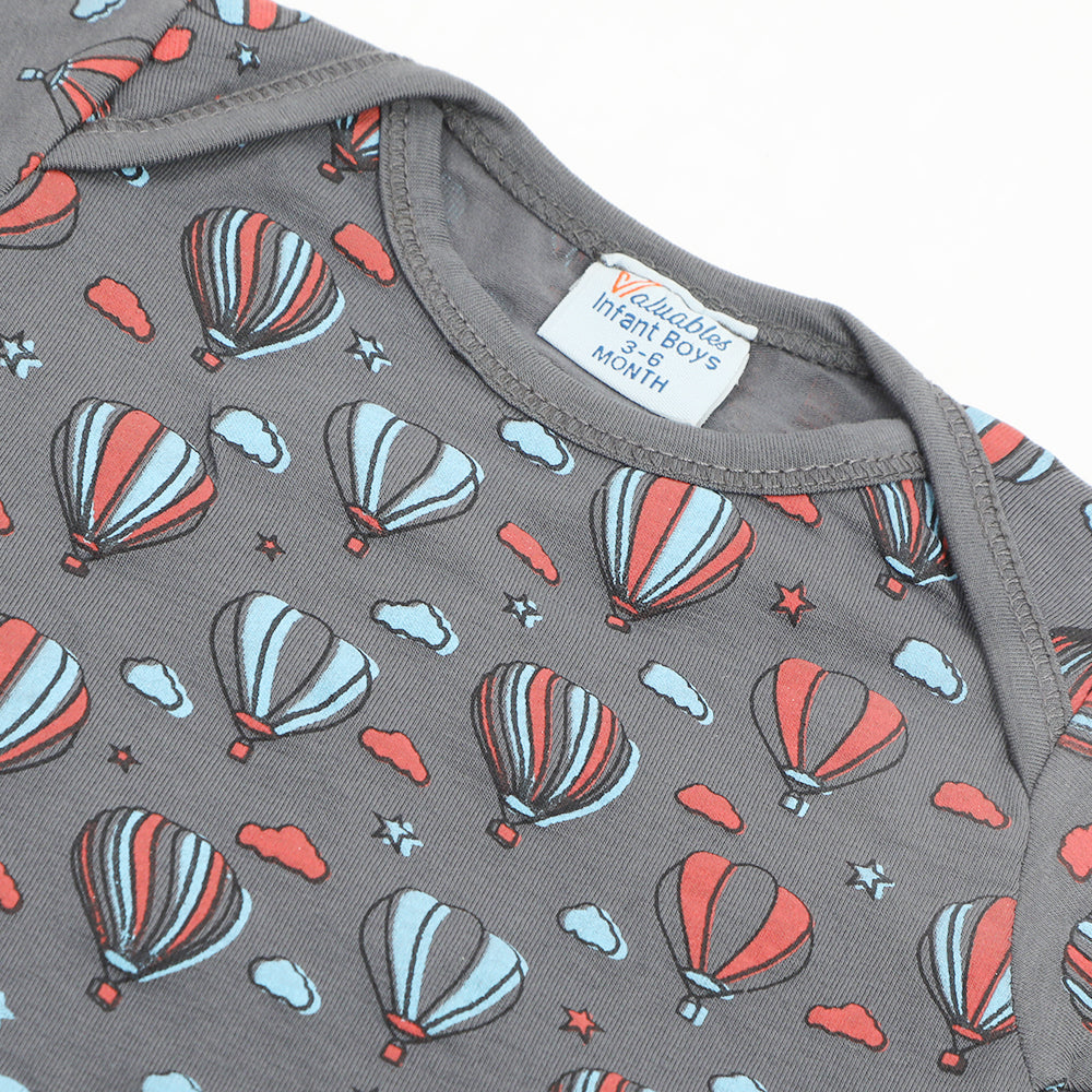 Newborn Boys Half Sleeves Body Romper - Dark Grey, Newborn Boys Rompers, Chase Value, Chase Value