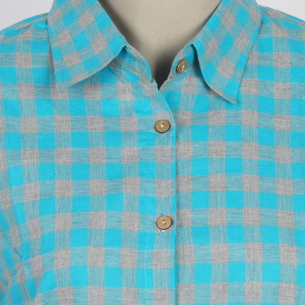 Women's Check Casual Shirt - Blue, Women T-Shirts & Tops, Chase Value, Chase Value
