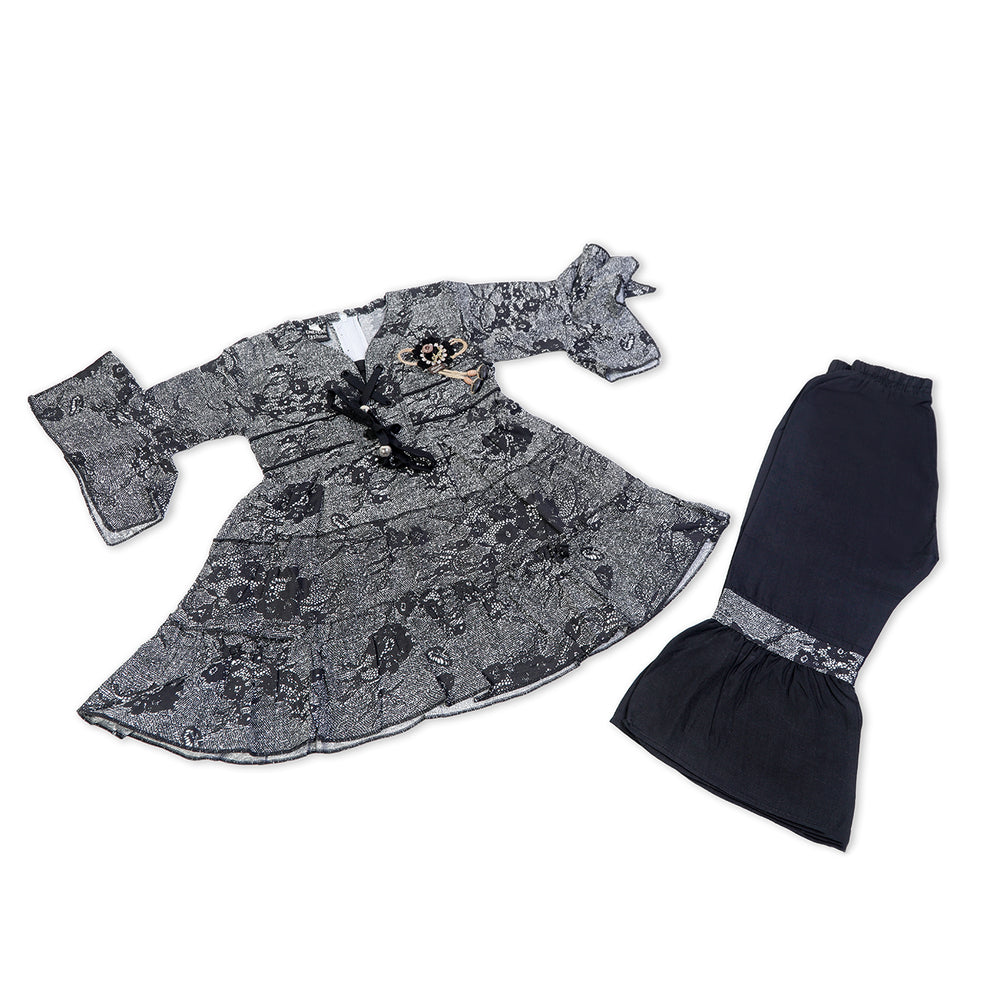 Girls Embroidered Shalwar Suit - Black, Girls Shalwar Kameez, Chase Value, Chase Value