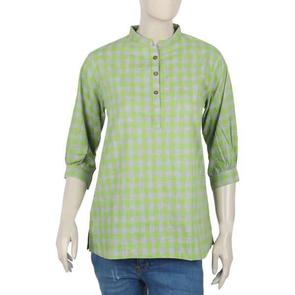 Women's Check Western Top - Green