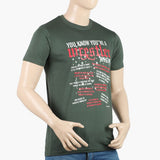 Men's Round Neck Half Sleeves Printed T-Shirt - Olive Green, Men's T-Shirts & Polos, Chase Value, Chase Value