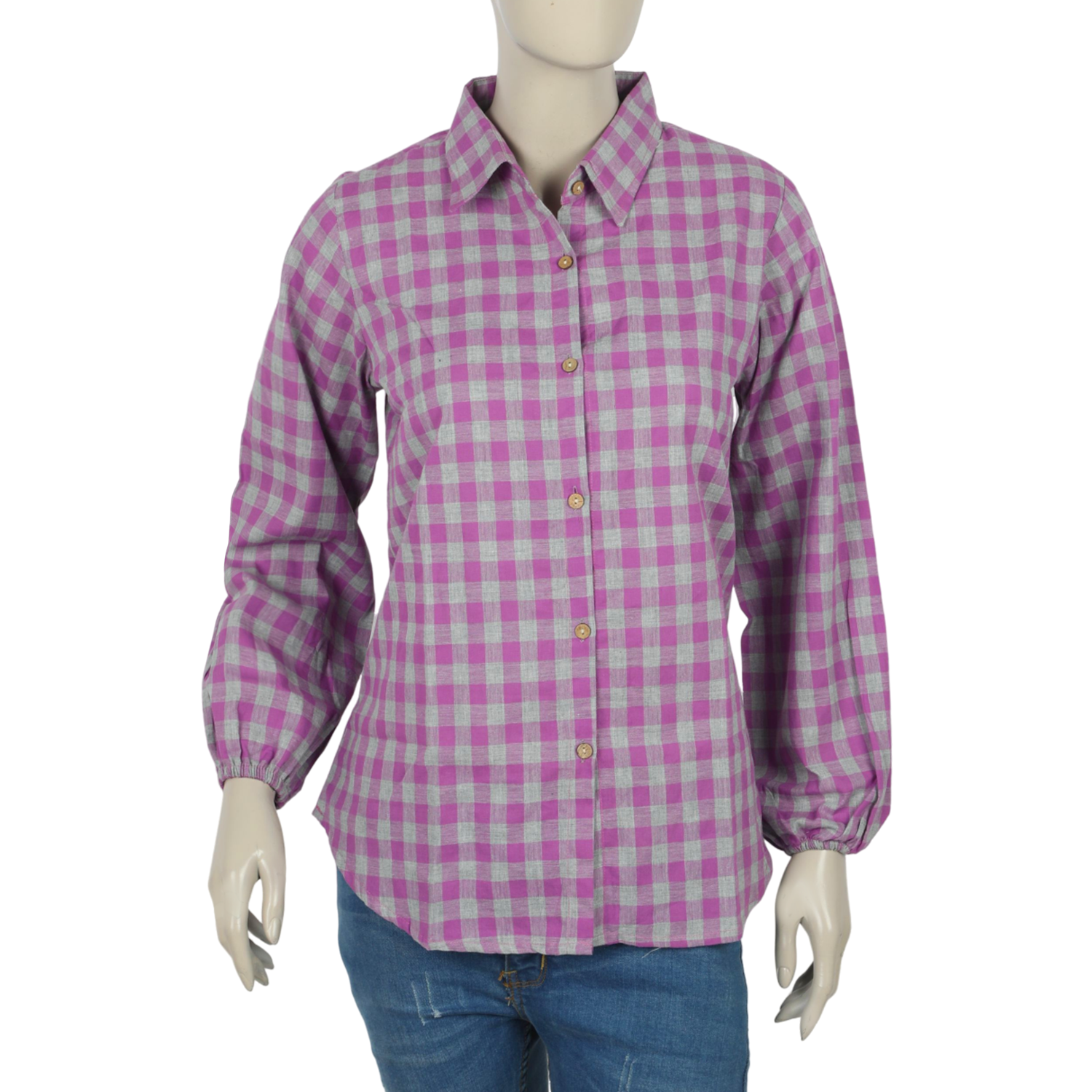 Women's Check Casual Shirt - Purple, Women T-Shirts & Tops, Chase Value, Chase Value