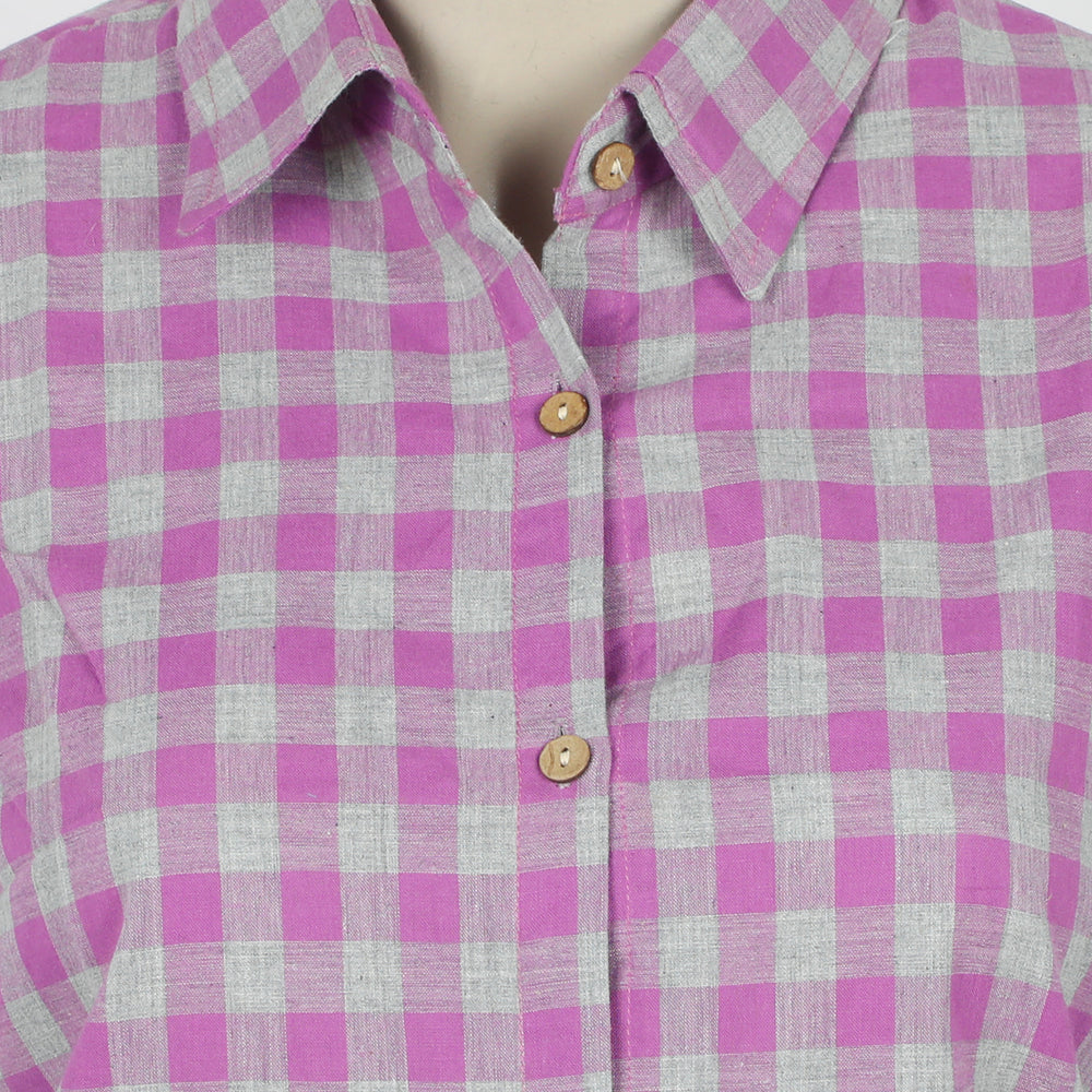 Women's Check Casual Shirt - Purple, Women T-Shirts & Tops, Chase Value, Chase Value