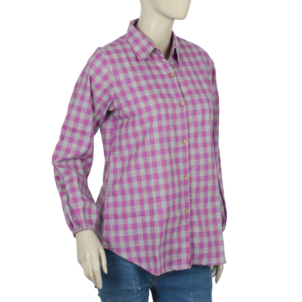 Women's Check Casual Shirt - Purple, Women T-Shirts & Tops, Chase Value, Chase Value