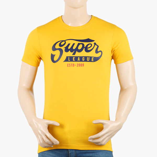 Men's Half Sleeves Round Neck Printed T-Shirt - Yellow