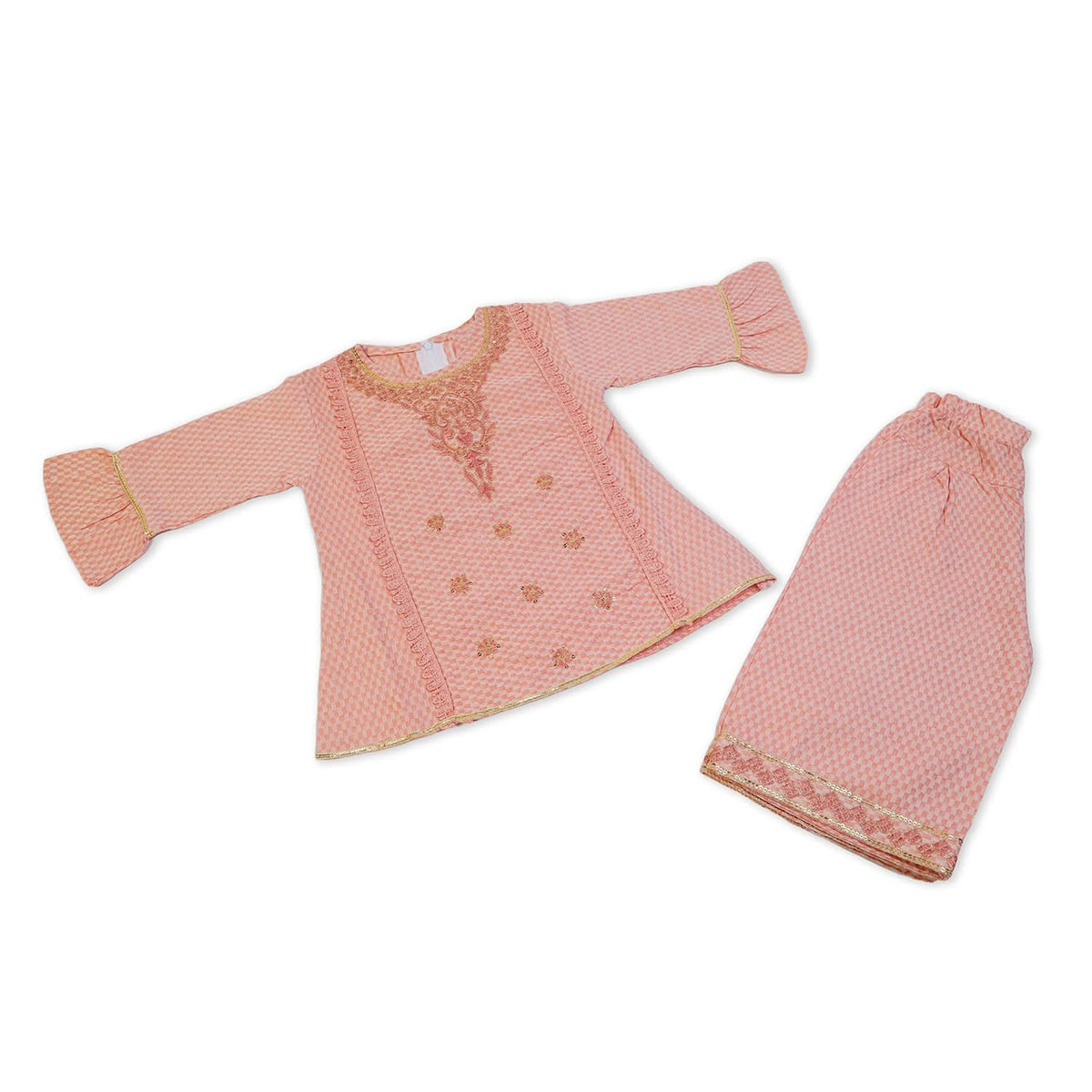 Girls Embroidered Shalwar Suit - Peach, Girls Shalwar Kameez, Chase Value, Chase Value