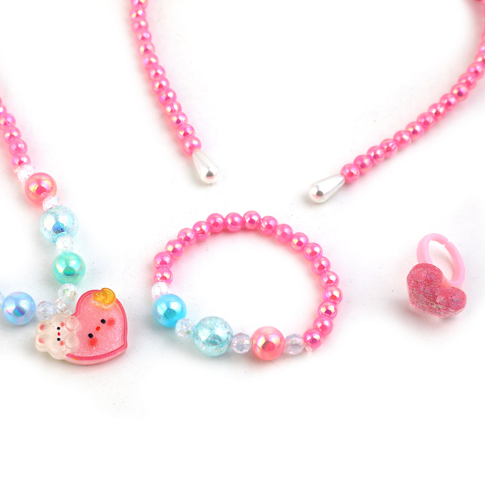 Elegant Beaded Necklace Mala & Bracelet For Girls - Pink, Girls Necklace & Chains, Chase Value, Chase Value