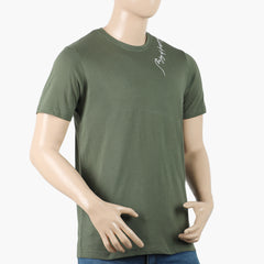 Eminent Men's Round Neck Half Sleeves Printed T-Shirt - Olive Green