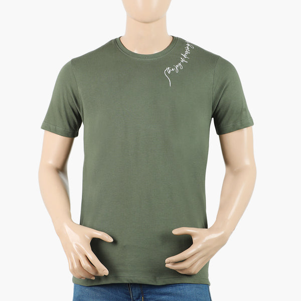 Eminent Men's Round Neck Half Sleeves Printed T-Shirt - Olive Green, Men's T-Shirts & Polos, Eminent, Chase Value