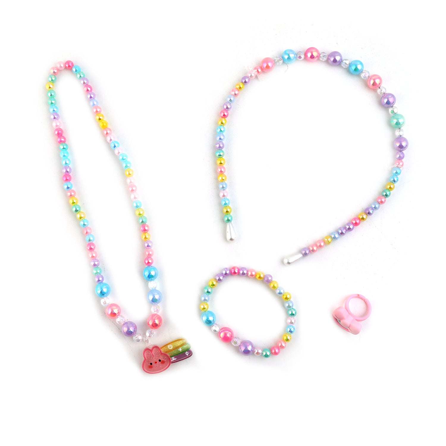 Elegant Beaded Necklace Mala & Bracelet For Girls - Multi Color, Girls Necklace & Chains, Chase Value, Chase Value