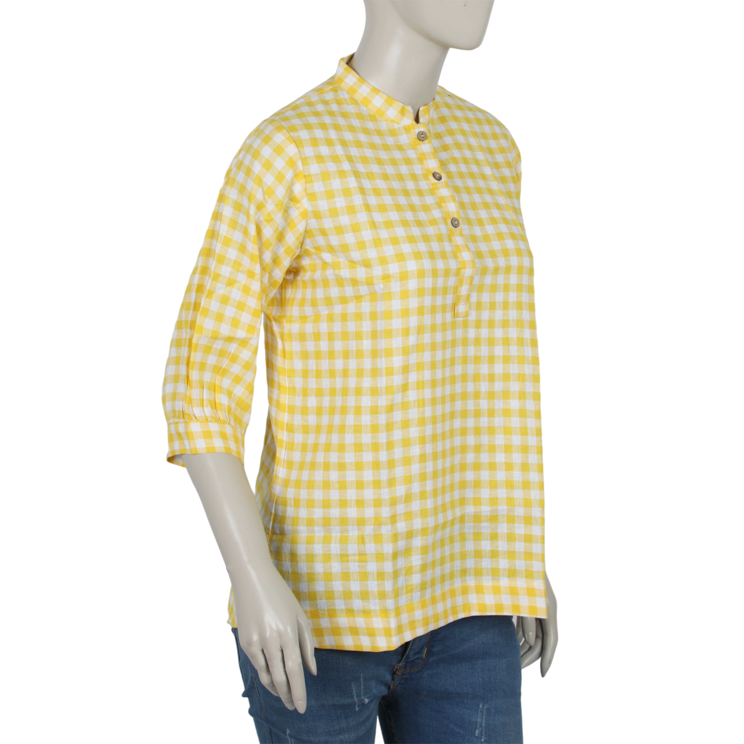 Women's Check Western Top - Yellow, Women T-Shirts & Tops, Chase Value, Chase Value