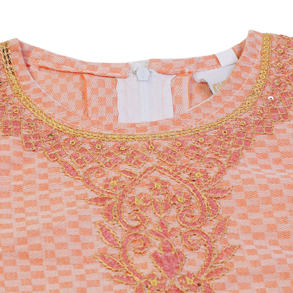 Girls Embroidered Shalwar Suit - Peach