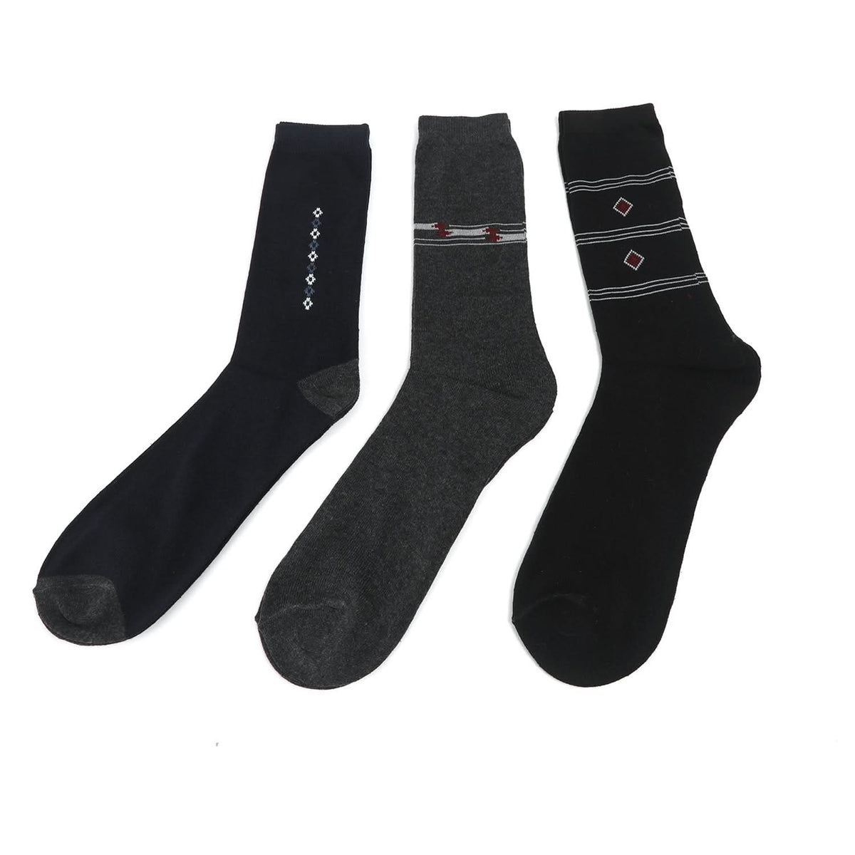 Knit Line Full Socks 3Pcs - Multi Color, Men's Socks, Chase Value, Chase Value