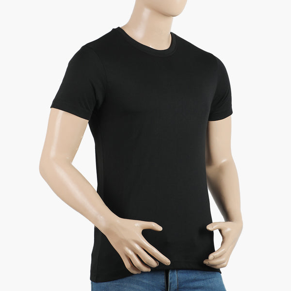 Men's Half Sleeves Round Neck Printed T-Shirt - Black