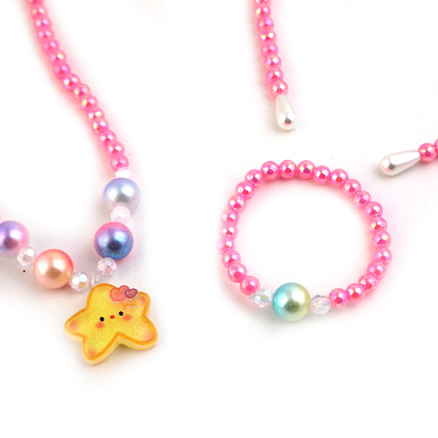 Elegant Beaded Necklace Mala & Bracelet For Girls - Pink, Girls Necklace & Chains, Chase Value, Chase Value