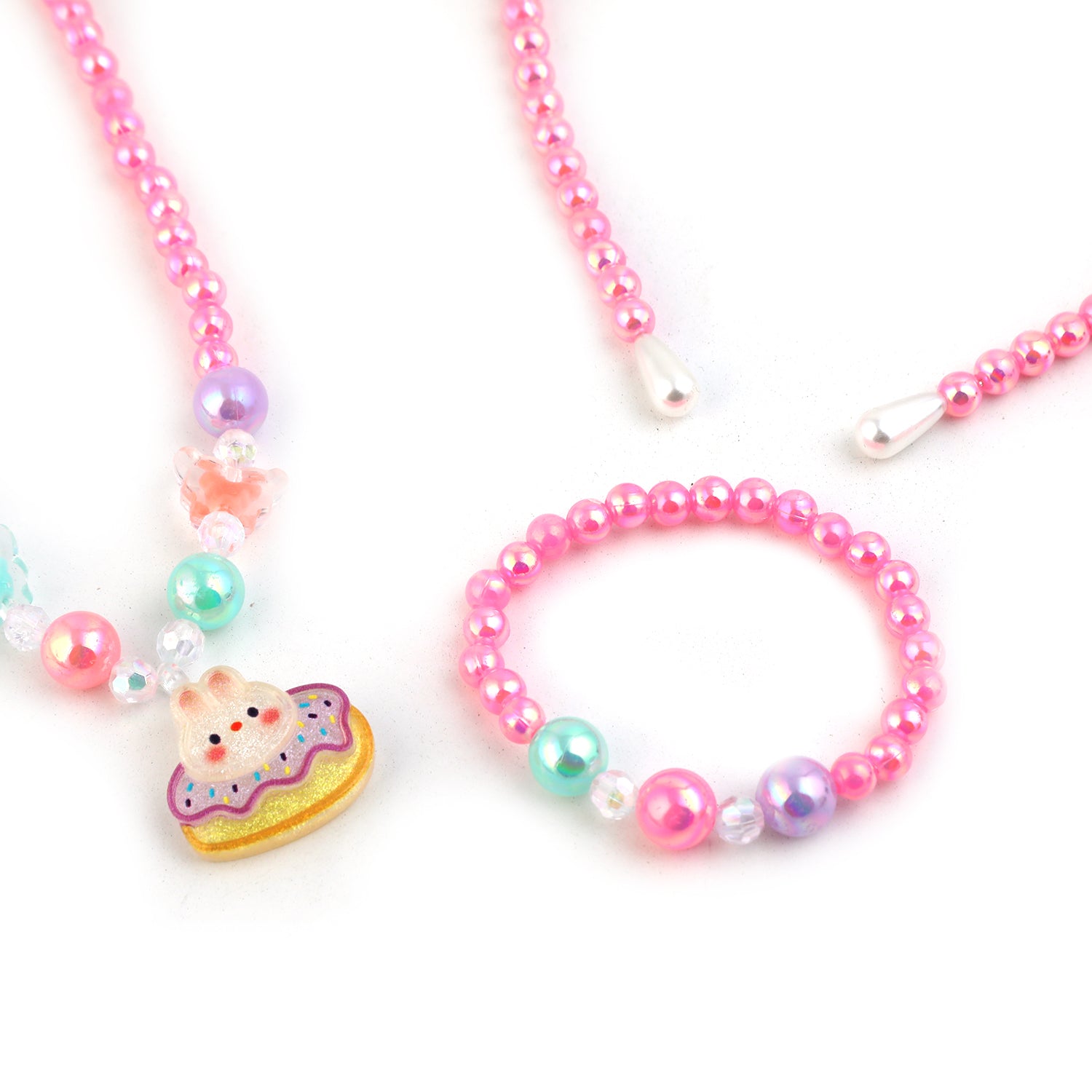 Elegant Beaded Necklace Mala & Bracelet For Girls - Pink, Girls Necklace & Chains, Chase Value, Chase Value