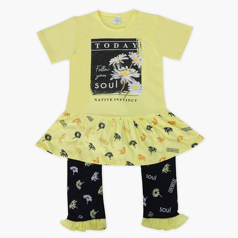 Girls Half Sleeves Suit - Yellow, Girls Suits, Chase Value, Chase Value