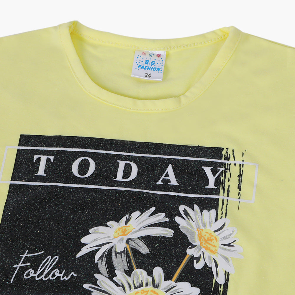 Girls Half Sleeves Suit - Yellow, Girls Suits, Chase Value, Chase Value