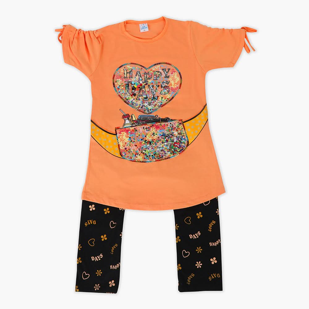 Girls Half Sleeves Suit - Orange, Girls Suits, Chase Value, Chase Value