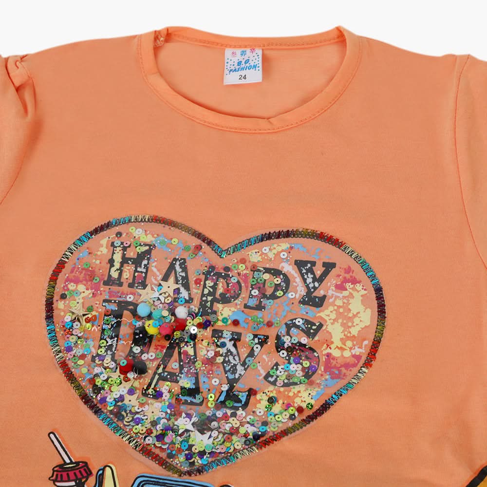 Girls Half Sleeves Suit - Orange, Girls Suits, Chase Value, Chase Value