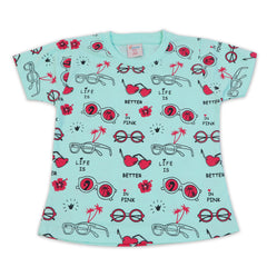 Girls Half Sleeves T-Shirt - Cyan