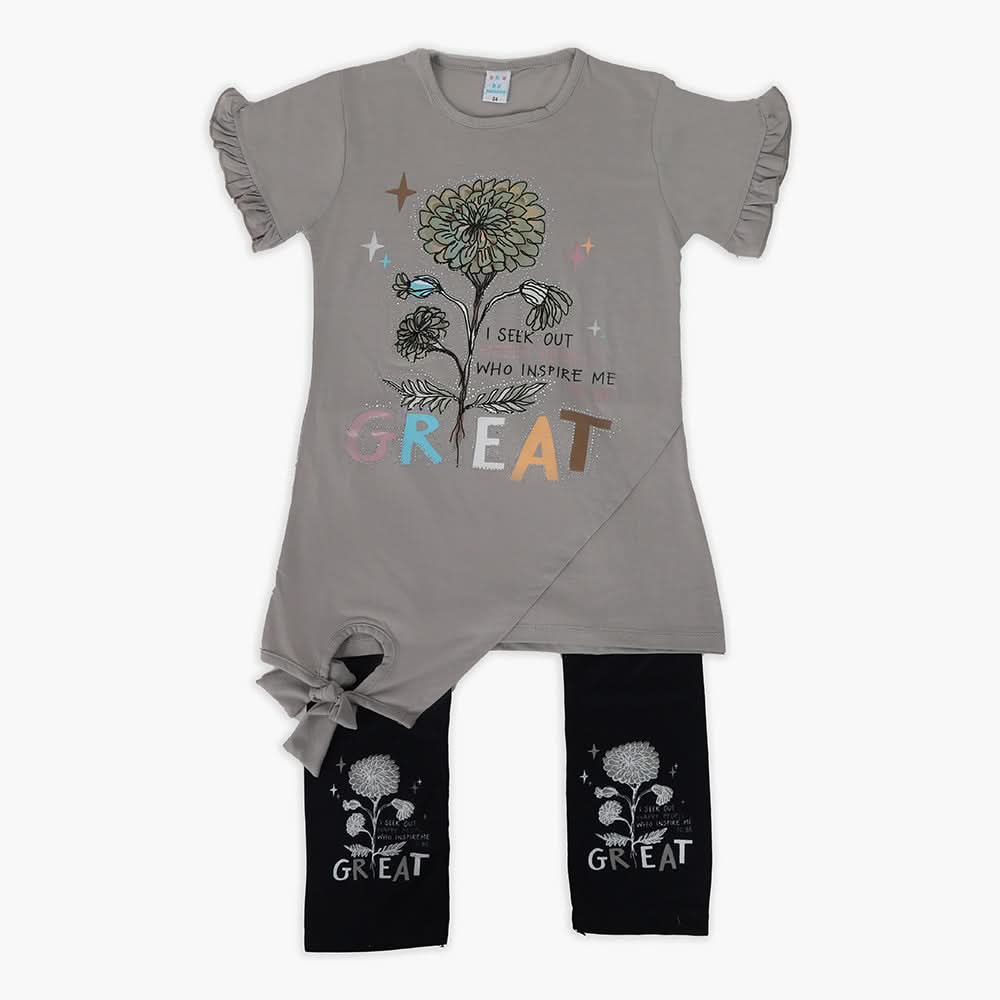Girls Half Sleeves Suit - Grey, Girls Suits, Chase Value, Chase Value