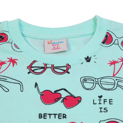 Girls Half Sleeves T-Shirt - Cyan