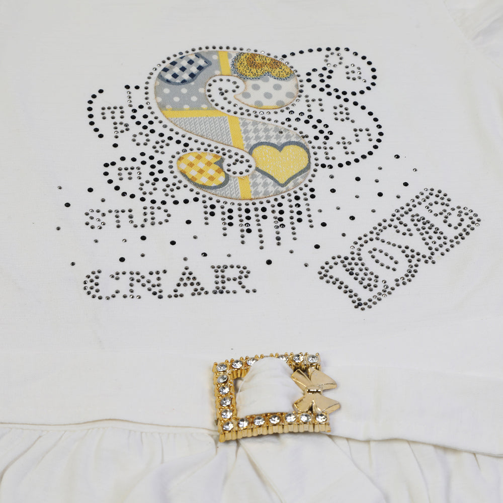 Girls Half Sleeves Skirt Suit - White, Girls Suits, Chase Value, Chase Value