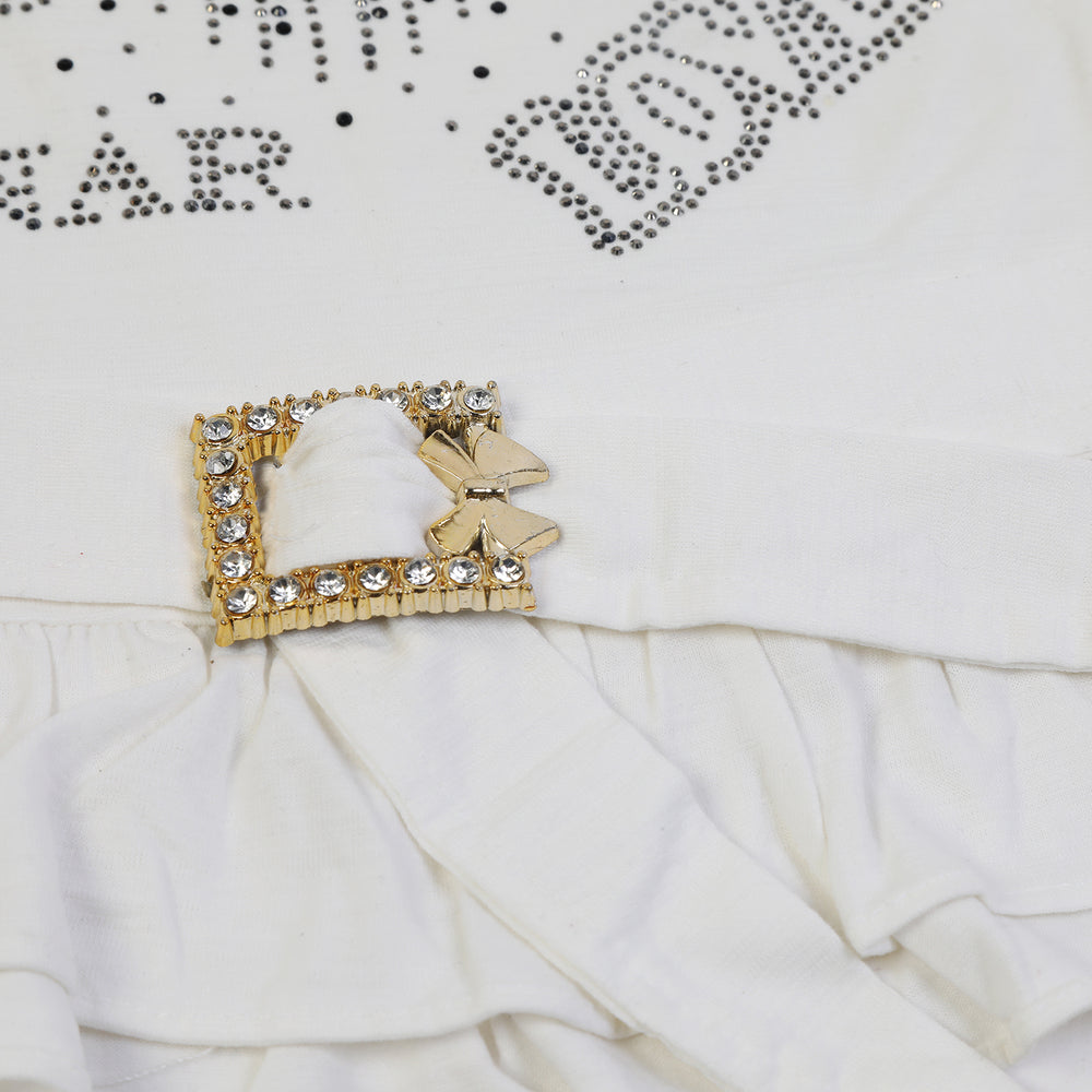 Girls Half Sleeves Skirt Suit - White, Girls Suits, Chase Value, Chase Value