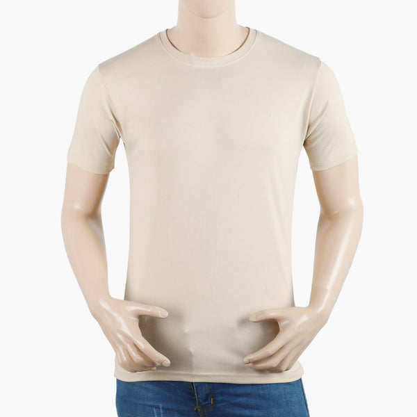 Valuable Men's Half Sleeves Round Neck T-Shirt - Sand